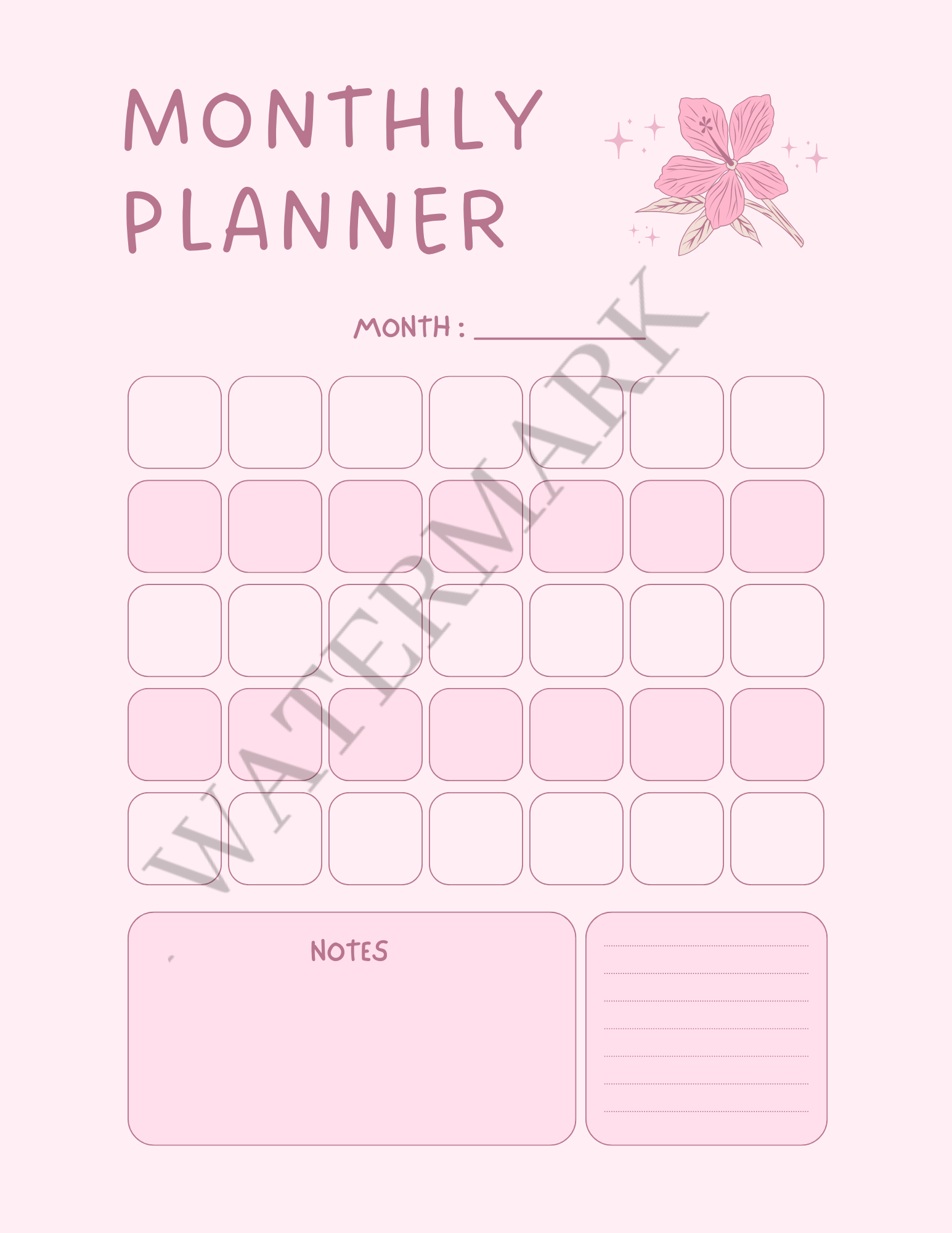 Pink Flower Self-Care Planner