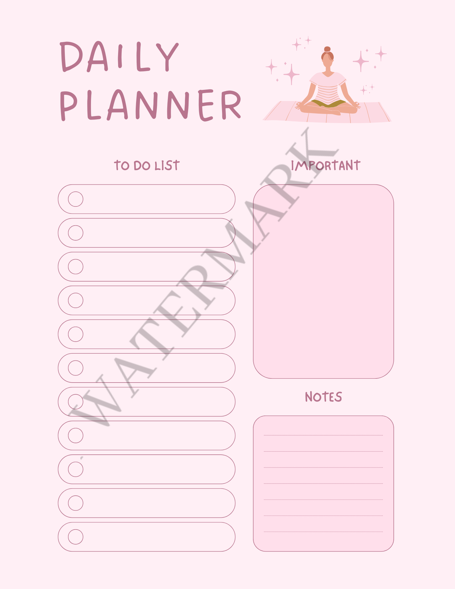 Pink Flower Self-Care Planner