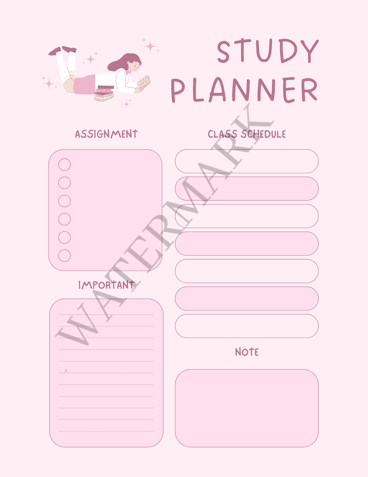 Pink Flower Self-Care Planner